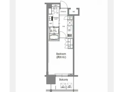 BPRレジデンス三田伊皿子坂 (1K/8階)の間取り写真