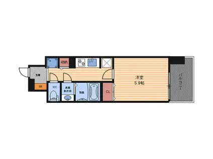 ジオエント福島野田レジデンス(1K/13階)の間取り写真