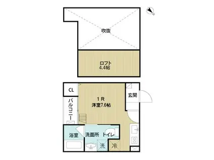 シエル若林(ワンルーム/1階)の間取り写真