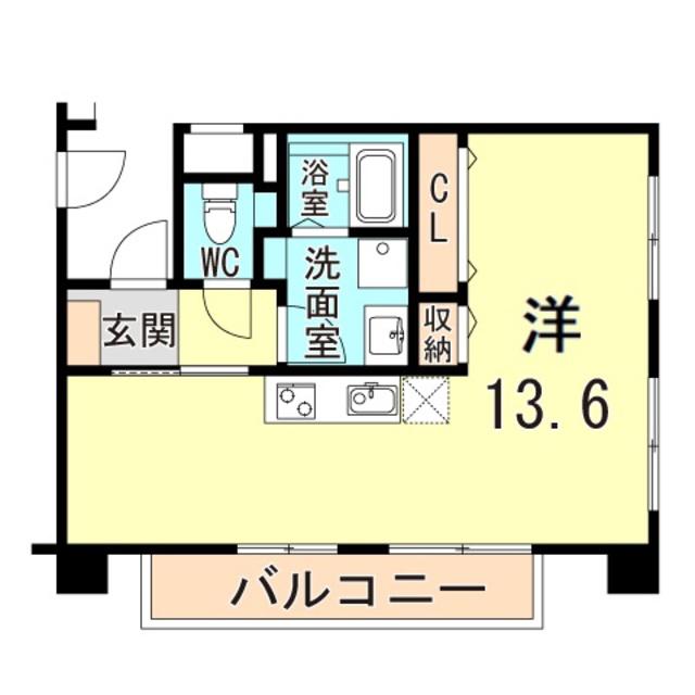 芦屋リバーウエストマンション(ワンルーム/2階)の間取り写真