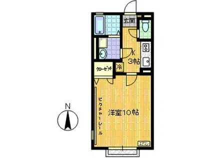 COMFORT藤崎(1K/2階)の間取り写真