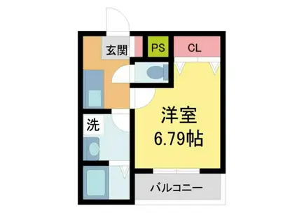 クレアモントヒルズ宝塚(1K/2階)の間取り写真