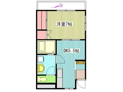 第8マルエンコーポ(1DK/3階)の間取り写真