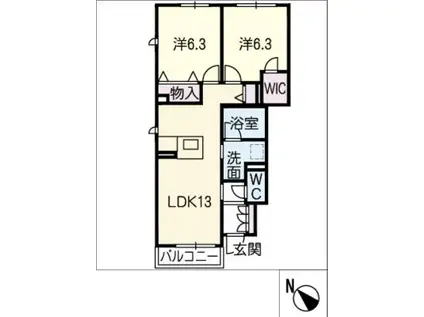 シャーメゾン上矢田南(2LDK/1階)の間取り写真