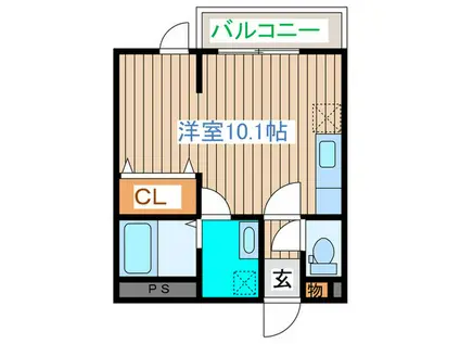 メリディアンなないろの里 参番館(ワンルーム/1階)の間取り写真