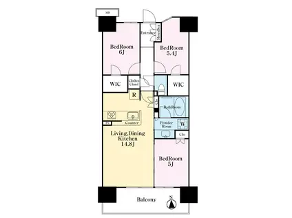 シティテラス川崎鈴木町グランドシーズンズ(3LDK/12階)の間取り写真