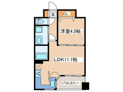 パレ・ソレイユ相模大野ステーションフロント(1LDK/4階)の間取り写真