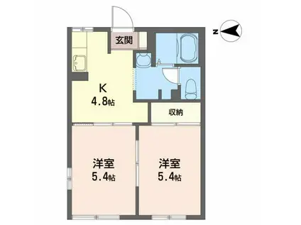 ディアス田園 I(2K/1階)の間取り写真