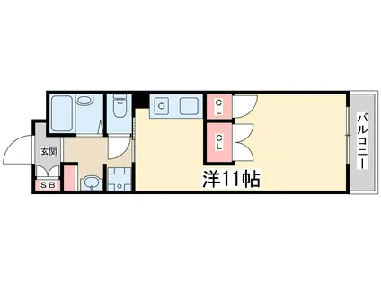 ビーバ江坂(ワンルーム/3階)の間取り写真