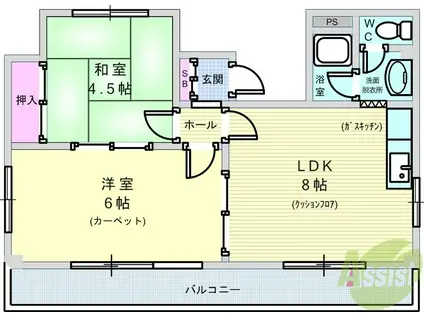 プレアール中桜塚(2DK/2階)の間取り写真