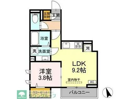 フーヴェル梅丘(1LDK/3階)の間取り写真