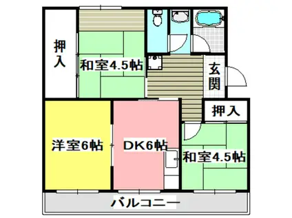 メゾン東茨木(3DK/4階)の間取り写真