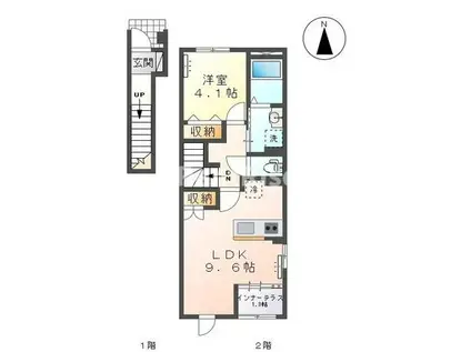 S LUNA II(1LDK/2階)の間取り写真