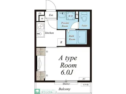 リブリ・ウィスタリアII(1K/3階)の間取り写真