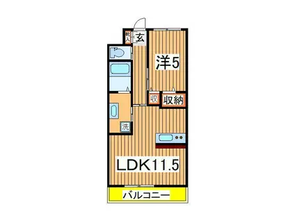 フェアリーガーデン(1LDK/1階)の間取り写真