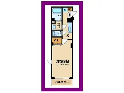 プライムコート府中(1K/3階)の間取り写真