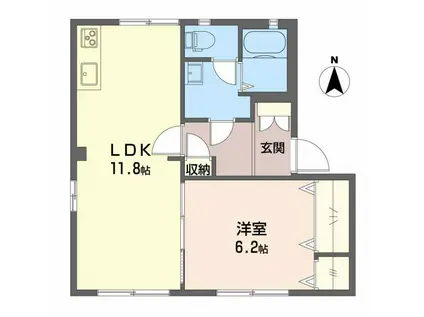 MAISON LEST B棟(1LDK/1階)の間取り写真