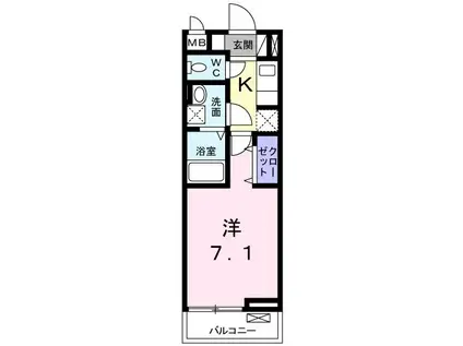 フラットワン・原(1K/3階)の間取り写真