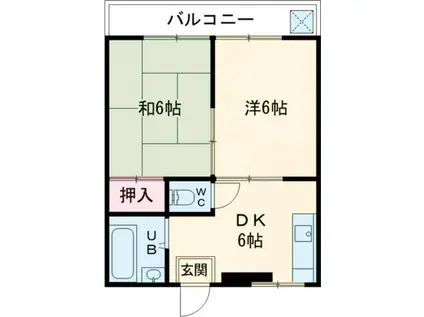 第5フラワーハイツ(2DK/1階)の間取り写真