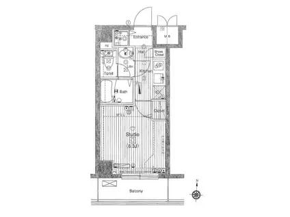 ガラ・ステージ森下(1K/2階)の間取り写真