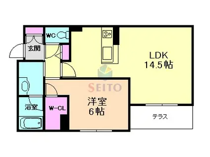 シャーメゾン豊中南V B棟(1LDK/1階)の間取り写真