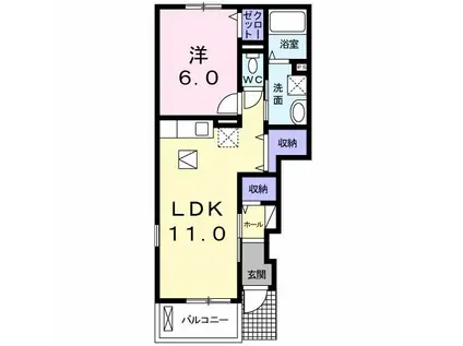エデンII(1LDK/1階)の間取り写真
