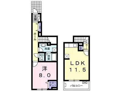テオーリア小川II(1LDK/1階)の間取り写真