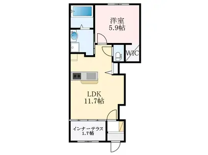 PINE SHADE(1LDK/1階)の間取り写真