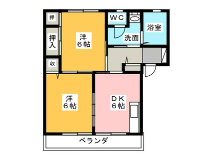 メゾンジュネス A(2DK/1階)の間取り写真