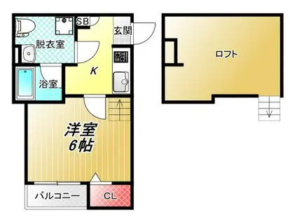 プランドール加美(1K/1階)の間取り写真