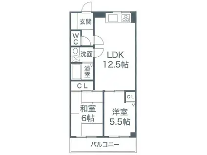 ハイツ甲村A棟(2LDK/2階)の間取り写真