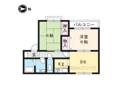 サンフローラ 小野(2DK/2階)の間取り写真