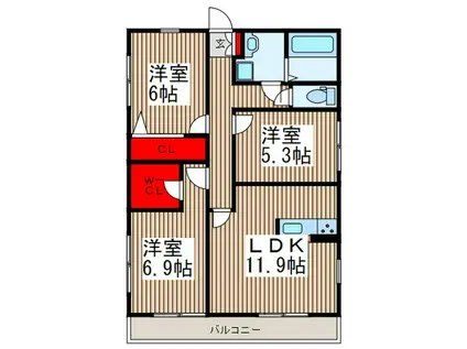 リブリ・プルミエール雅(3LDK/2階)の間取り写真