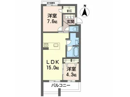 シャーメゾン蘇原村雨(2LDK/3階)の間取り写真