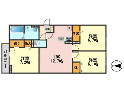 セレスティア江戸川(3LDK/3階)の間取り写真
