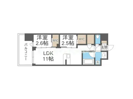 コンフォリア・リヴ淡路町一丁(2LDK/9階)の間取り写真