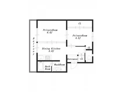 ビレッジハウス大淀 2号棟(2DK/5階)の間取り写真