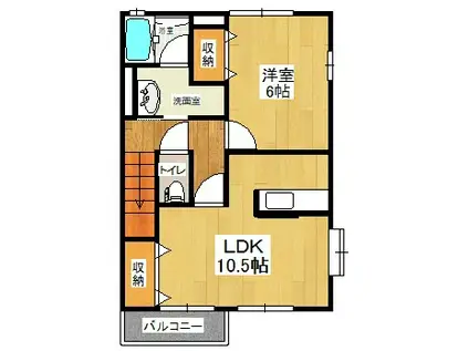 クルヴァ(1LDK/2階)の間取り写真