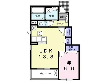 ラフィナスコート(1LDK/1階)の間取り写真
