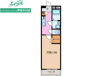 ノワエブラン利平治(1K/4階)の間取り写真