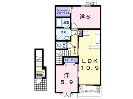 シェーネブリーゼ(2LDK/2階)の間取り写真