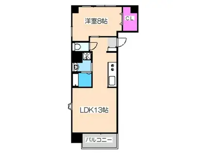 シティーコート南瓦町(1LDK/2階)の間取り写真