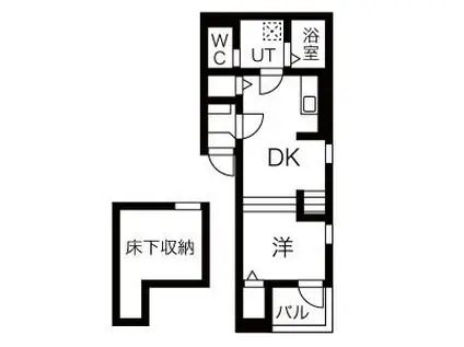 CUBE(1DK/1階)の間取り写真