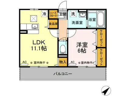 グロリア(1LDK/3階)の間取り写真