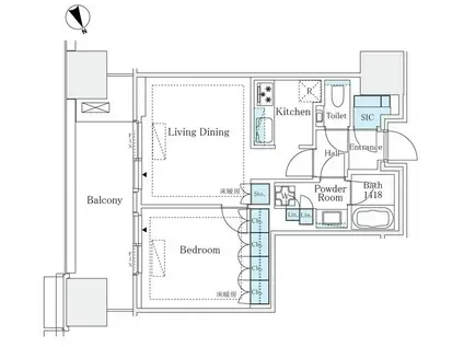 麻布台ヒルズレジデンスB(1LDK/8階)の間取り写真