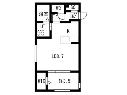 ヴィクトワール麻生(1LDK/1階)の間取り写真
