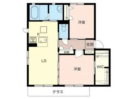 シャーメゾンアミノウチB(2LDK/1階)の間取り写真