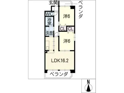 CASTELLO DI @KANON(2LDK/1階)の間取り写真