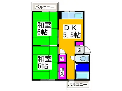 新金岡マンション(2DK/1階)の間取り写真