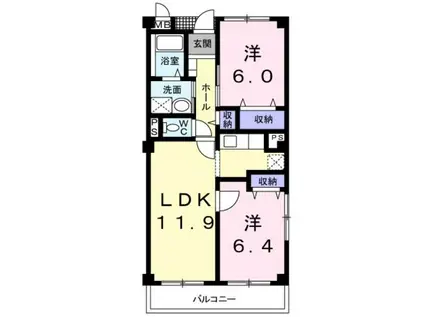 テ・アルブル(2LDK/3階)の間取り写真